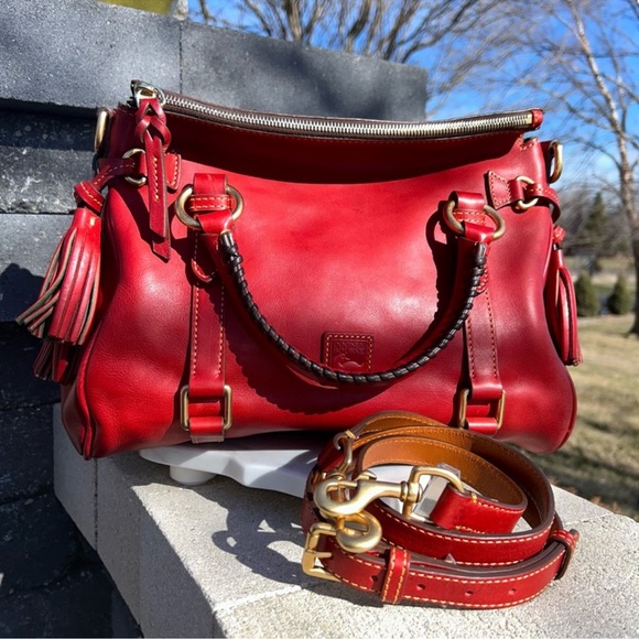 Dooney & Bourke Red Florentine Leather Satchel EUC - Picture 2 of 7